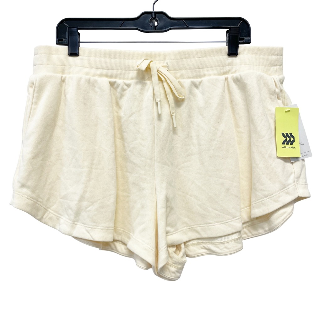 All in Motion Women's Cream High Rise Active Comfort Shorts Size XL